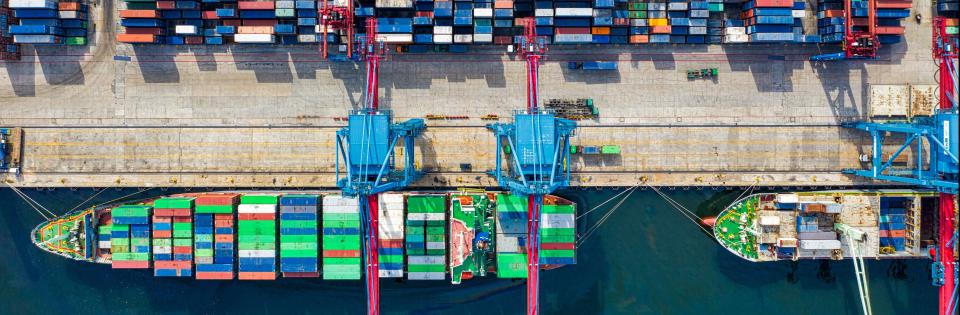 Container ship in port