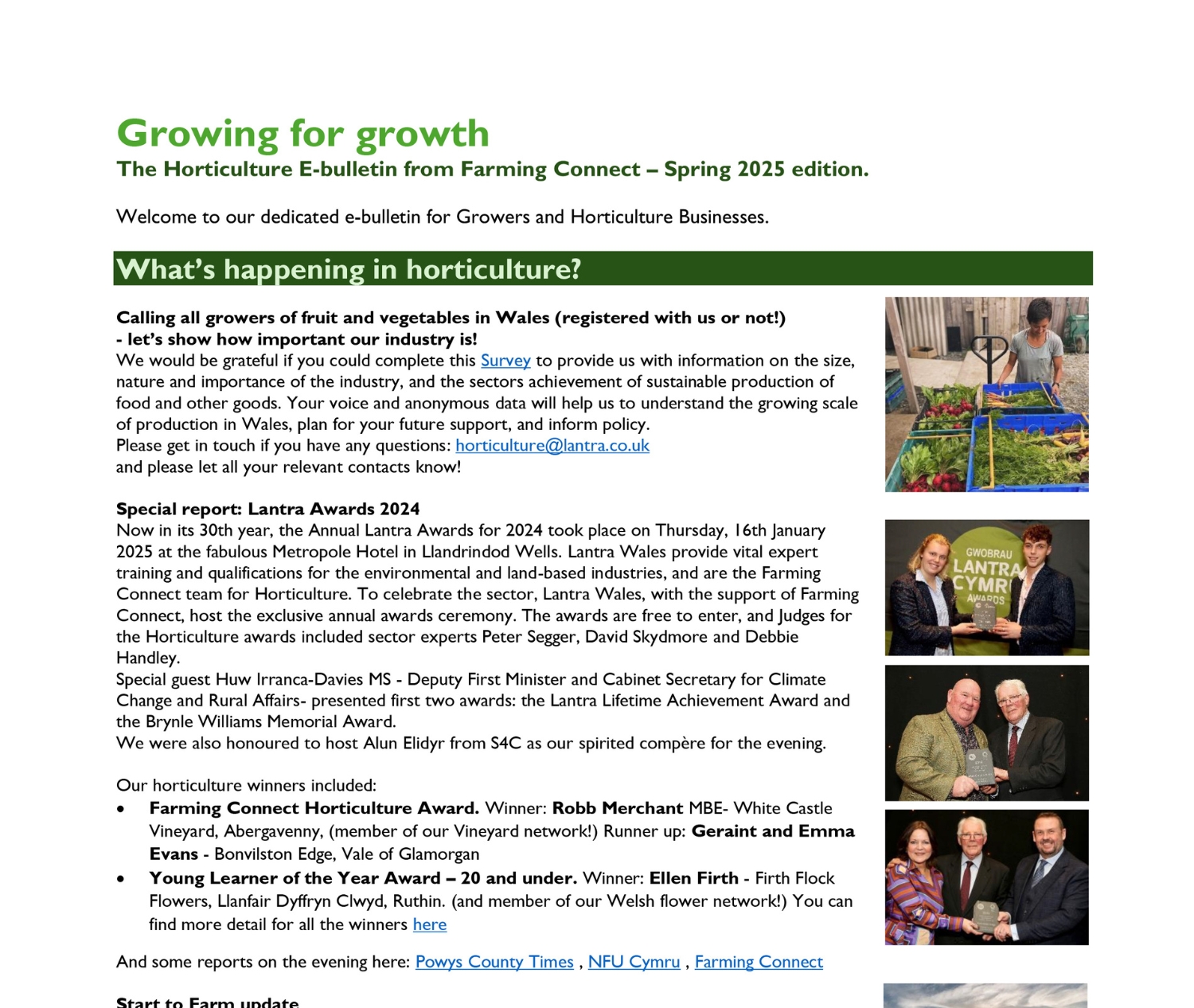 The Horticulture E-bulletin from Farming Connect – Spring 2025 edition