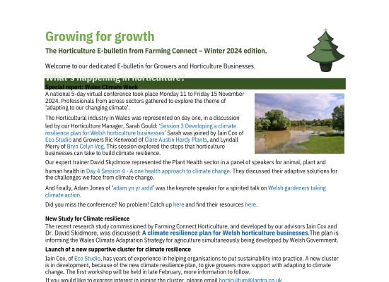 The Horticulture E-bulletin from Farming Connect – Winter 2024 edition