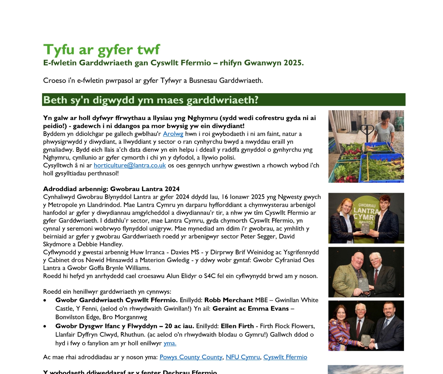 E-fwletin Garddwriaeth gan Cyswllt Ffermio – rhifyn Gaeaf 2024