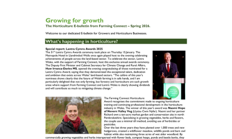 The Horticulture E-bulletin from Farming Connect – Spring 2026 