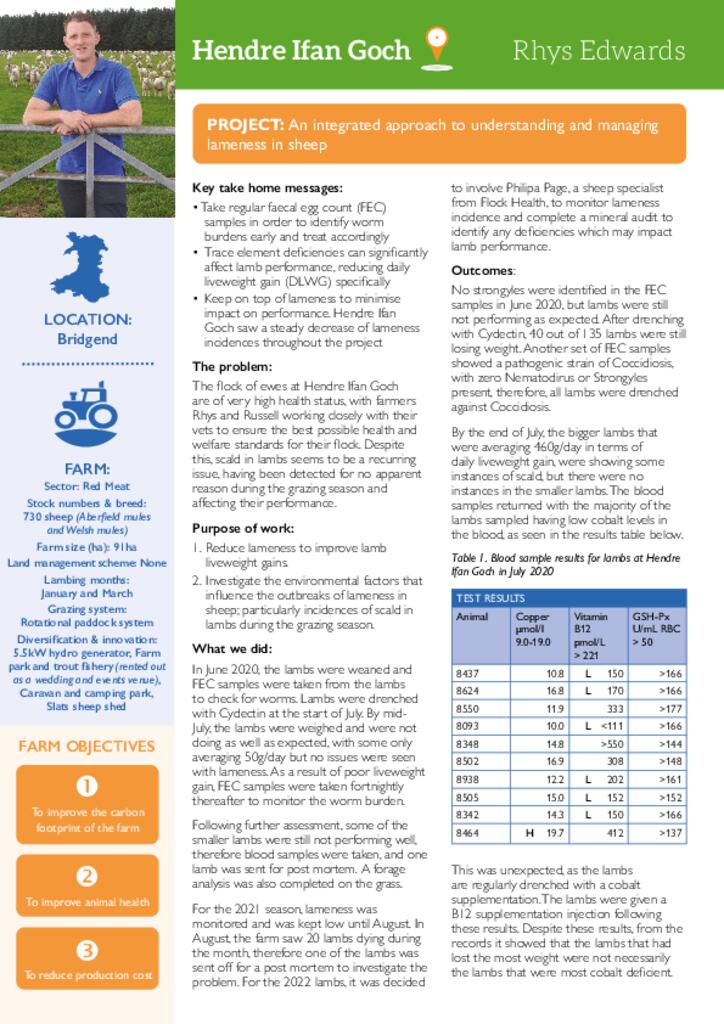 Hendre Ifan Goch Demonstration Site Project Report Factsheet