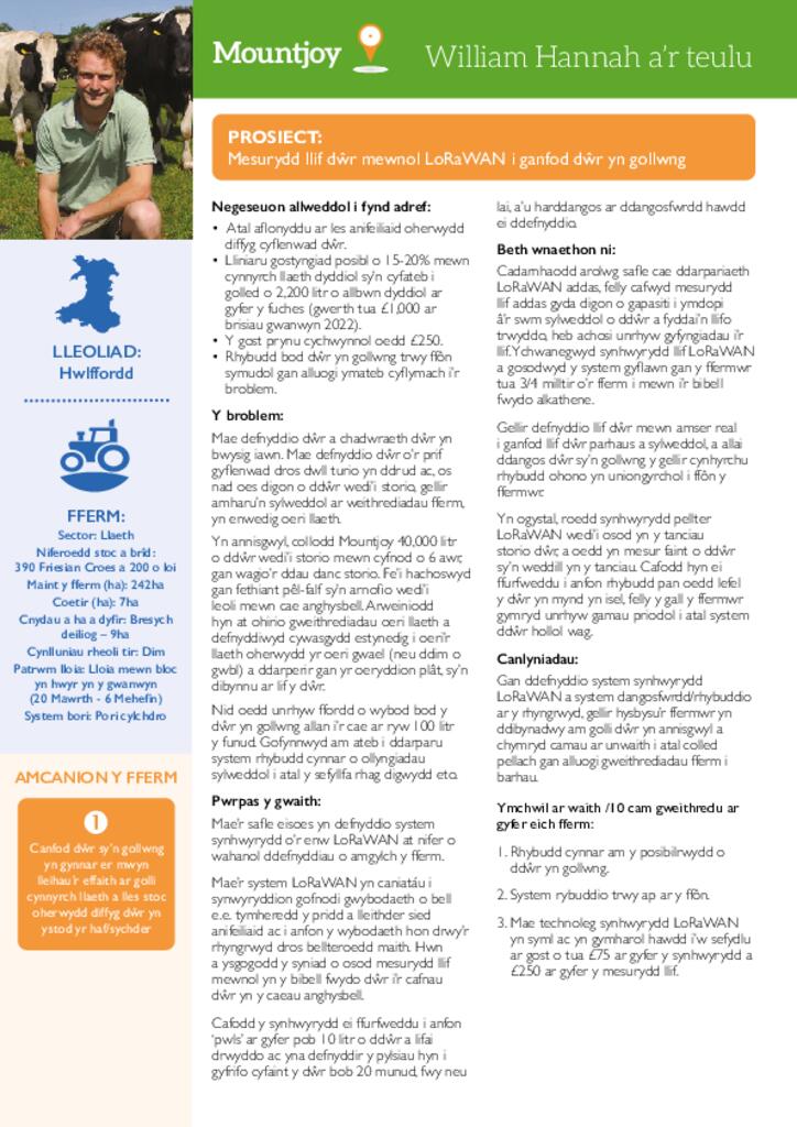 Taflen Gwybodaeth Adroddiad Prosiect Safle Arddangos Mountjoy LoRaWAN