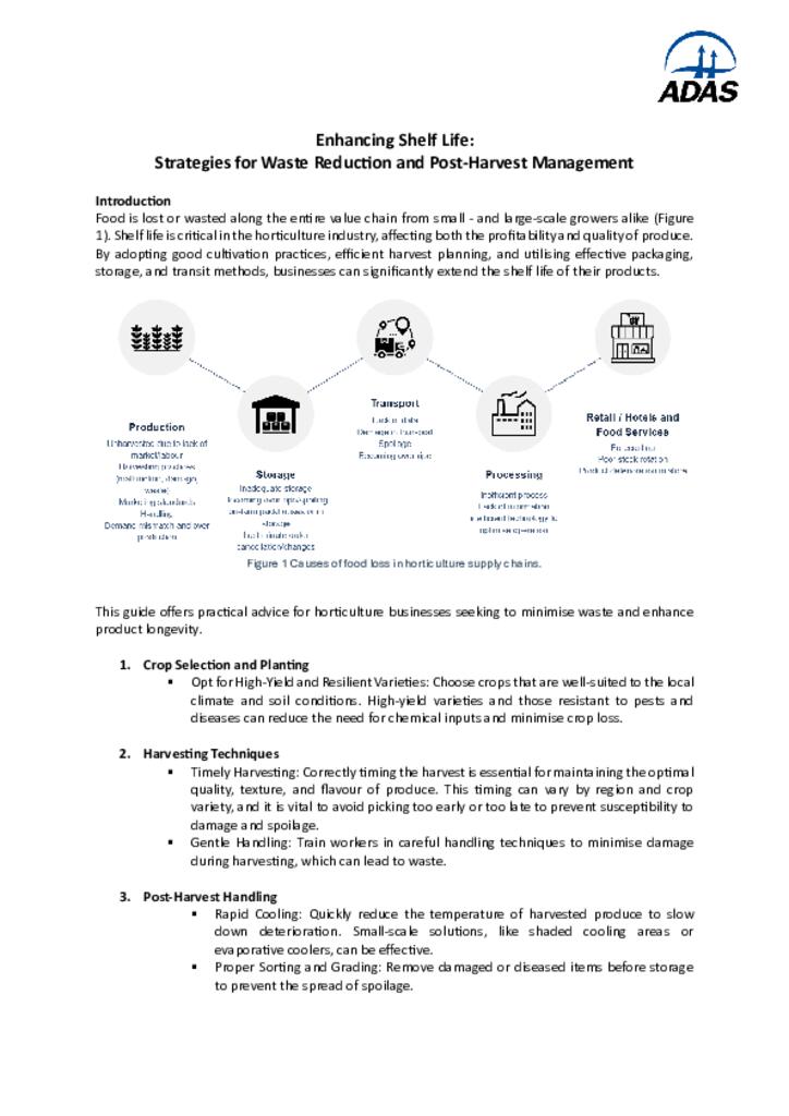 Enhancing Shelf Life: Strategies for Waste Reduction and Post-Harvest Management