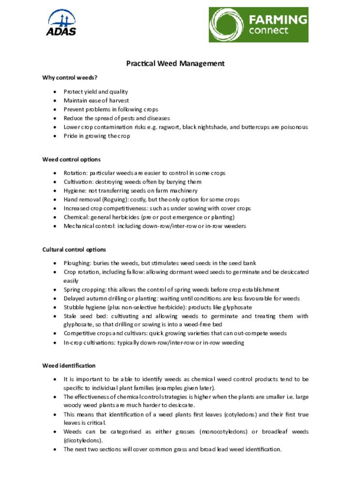 Practical Weed Management