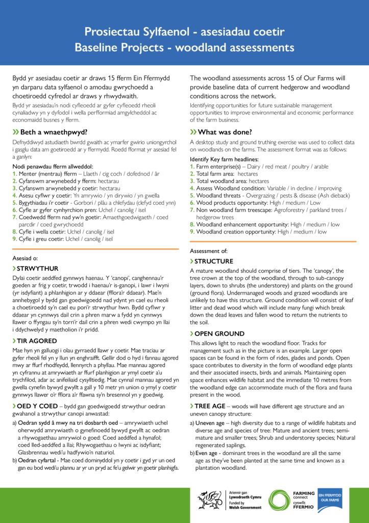 Prosiectau Sylfaenol - asesiadau coetir - Baseline Projects - woodland assessments