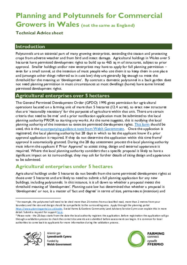 Planning and Polytunnels for Commercial Growers in Wales