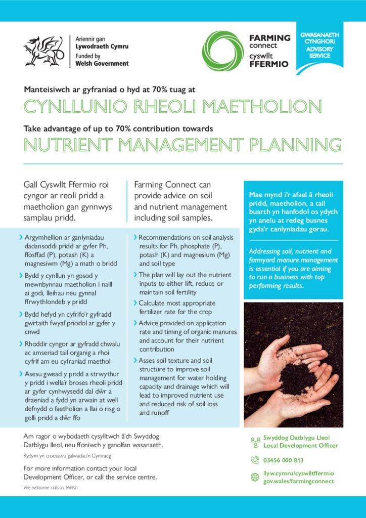 CYNLLUNIO RHEOLI MAETHOLION - NUTRIENT MANAGEMENT PLANNING