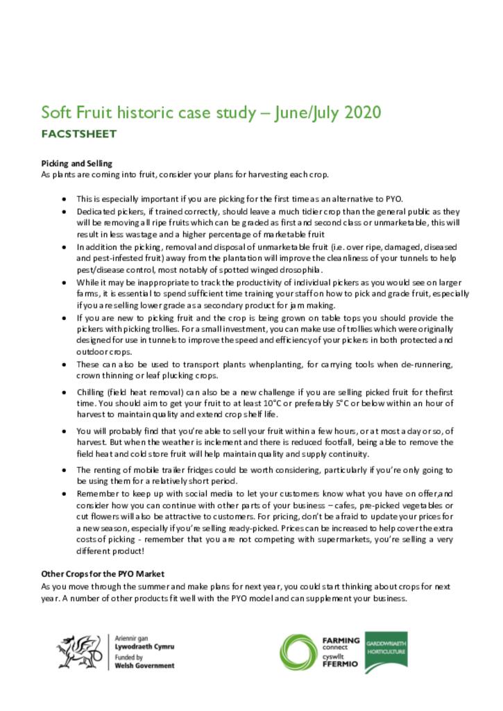 Soft Fruit historic case study – June July 2020