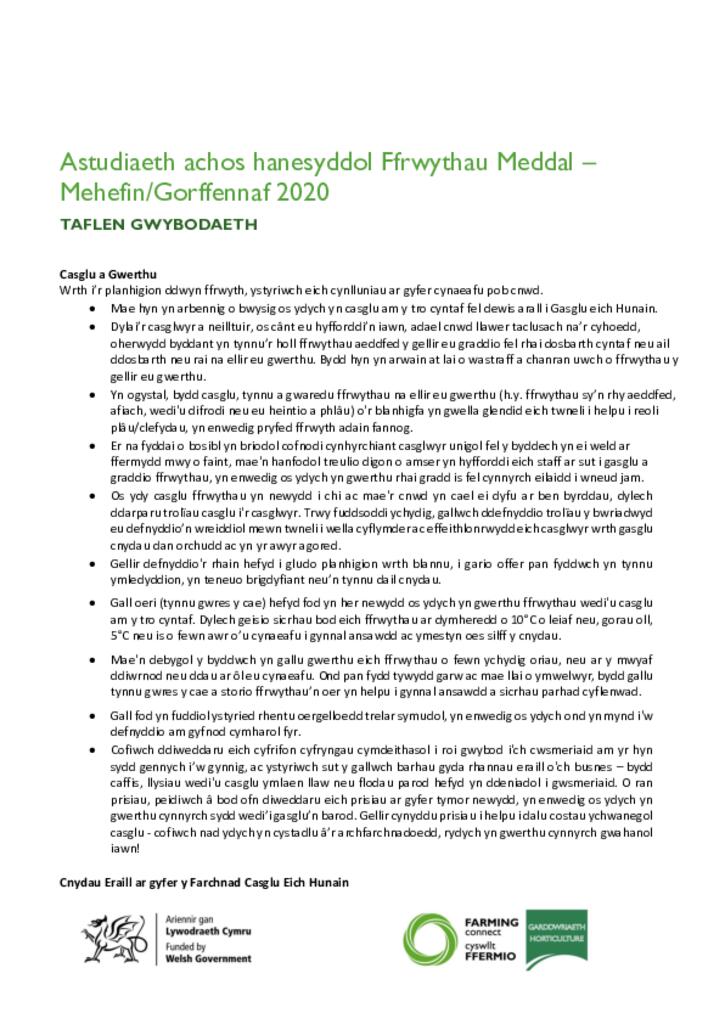 Astudiaeth achos hanesyddol Ffrwythau Meddal – Mehefin Gorffennaf 2020