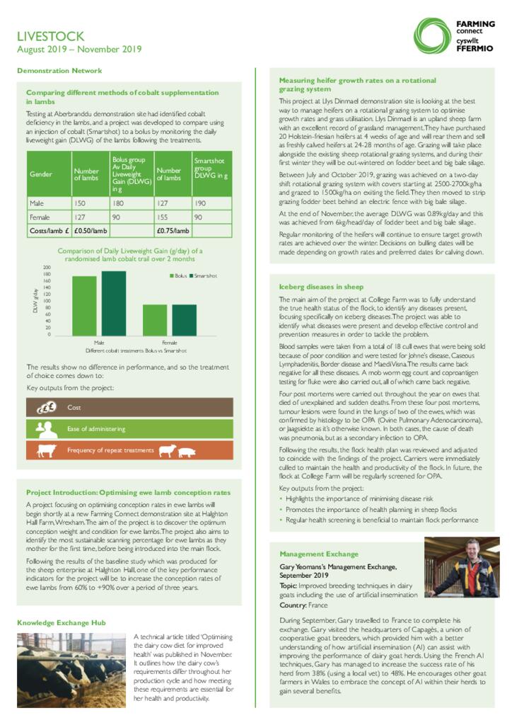 Livestock - August 2019 – November 2019