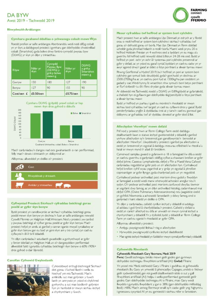 Da Byw - Awst 2019 – Tachwedd 2019