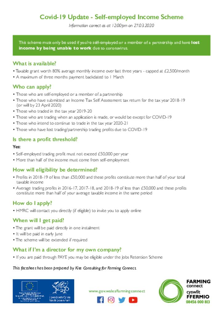 Covid-19 Update - Self-employed Income Scheme
