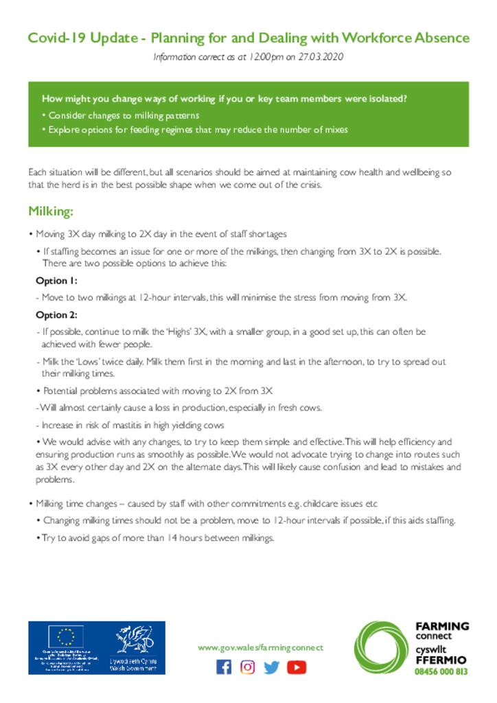 Covid-19 Update - Planning for and Dealing with Workforce Absence