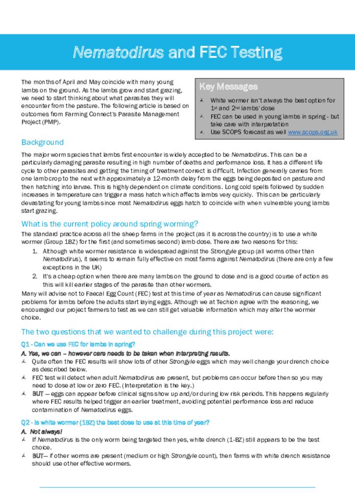 Nematodirus and FEC Testing 