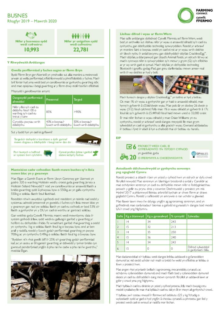 Busnes: Rhagfyr 2019 – Mawrth 2020