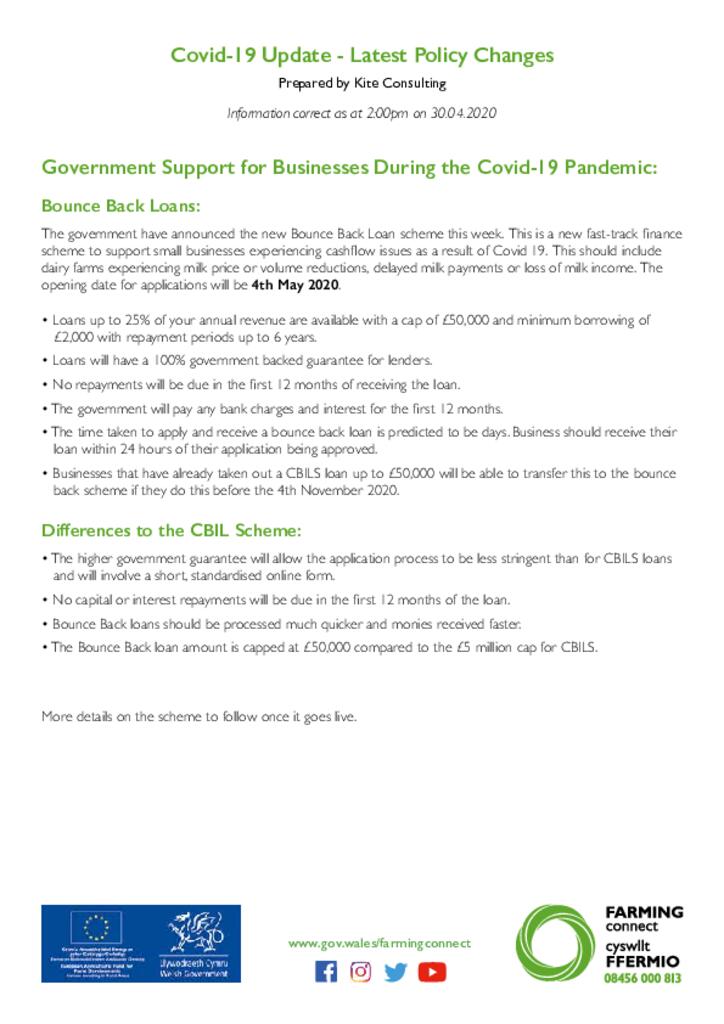 Covid-19 Update - Latest Policy Changes - Government Support for Businesses During the Covid-19 Pandemic: