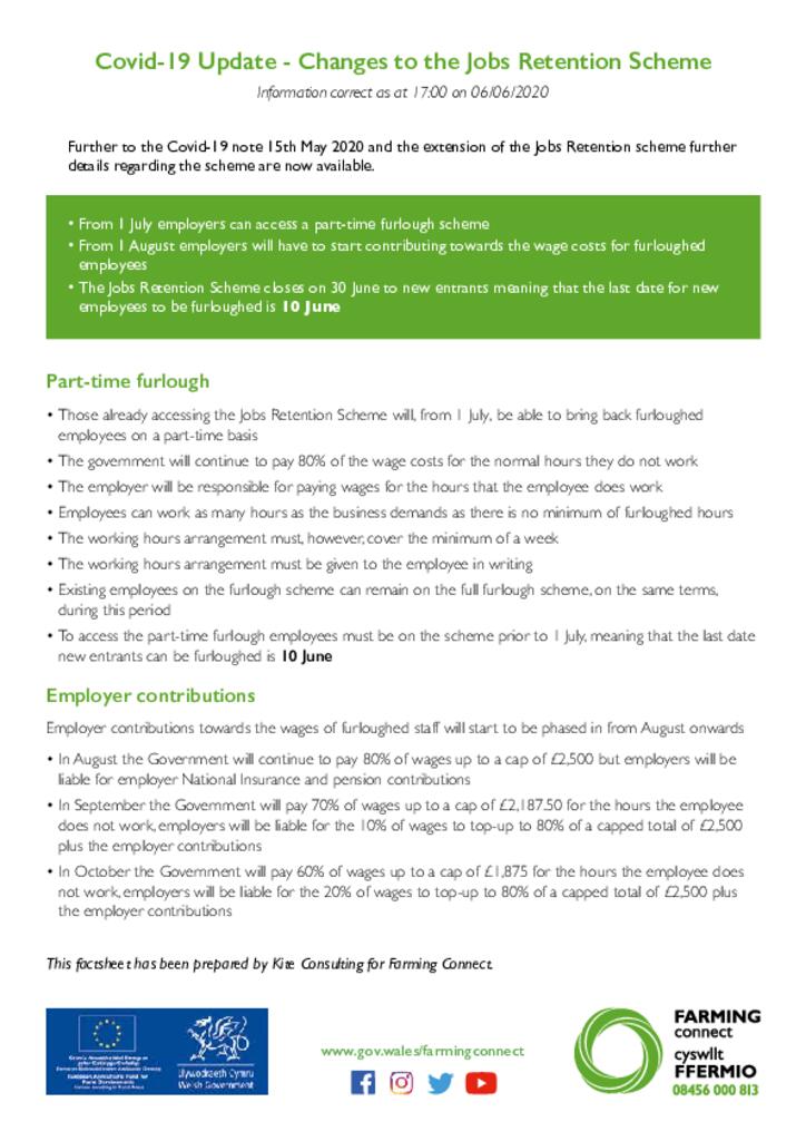 Covid-19 Update - Changes to the Jobs Retention Scheme