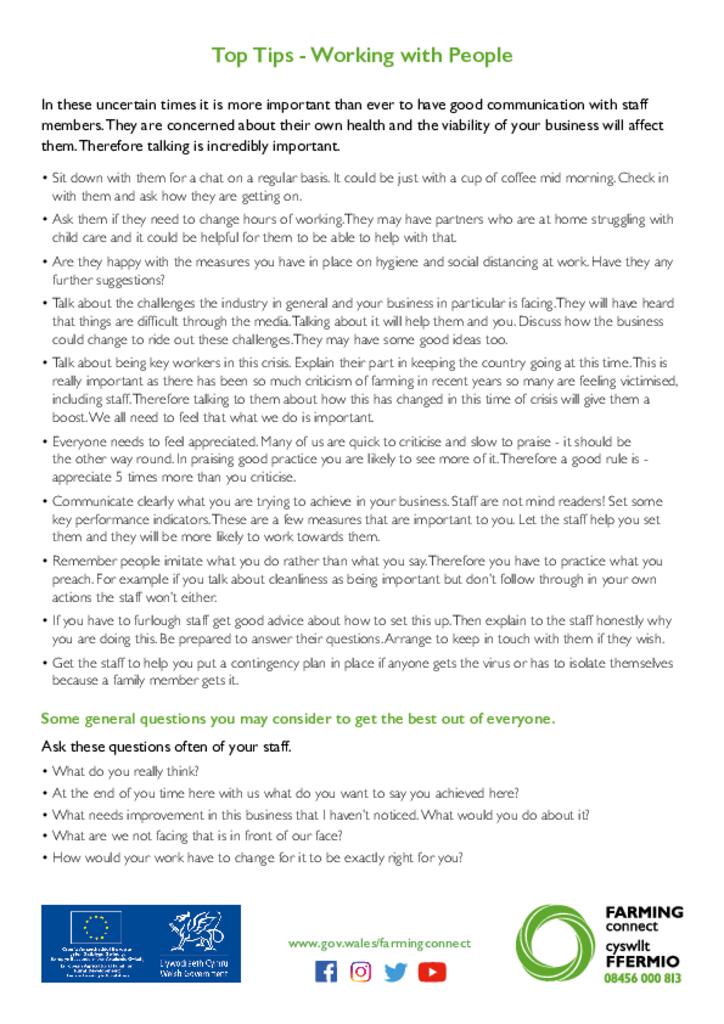 Top Tips - Working with People