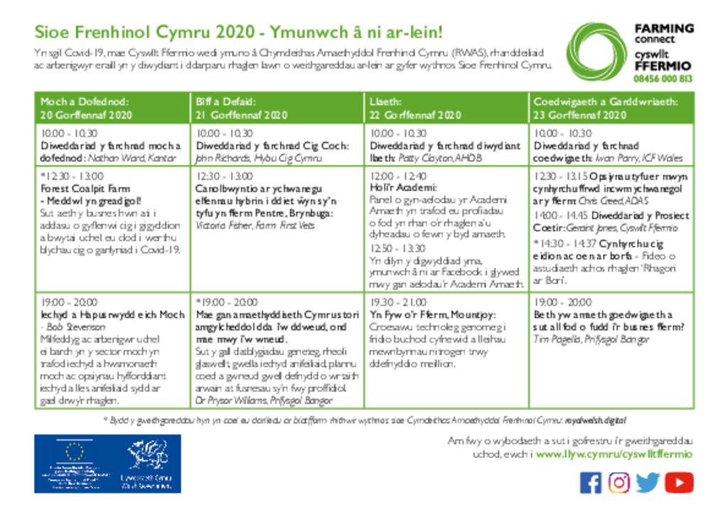 Sioe Frenhinol Cymru 2020 - Ymunwch â ni ar-lein!