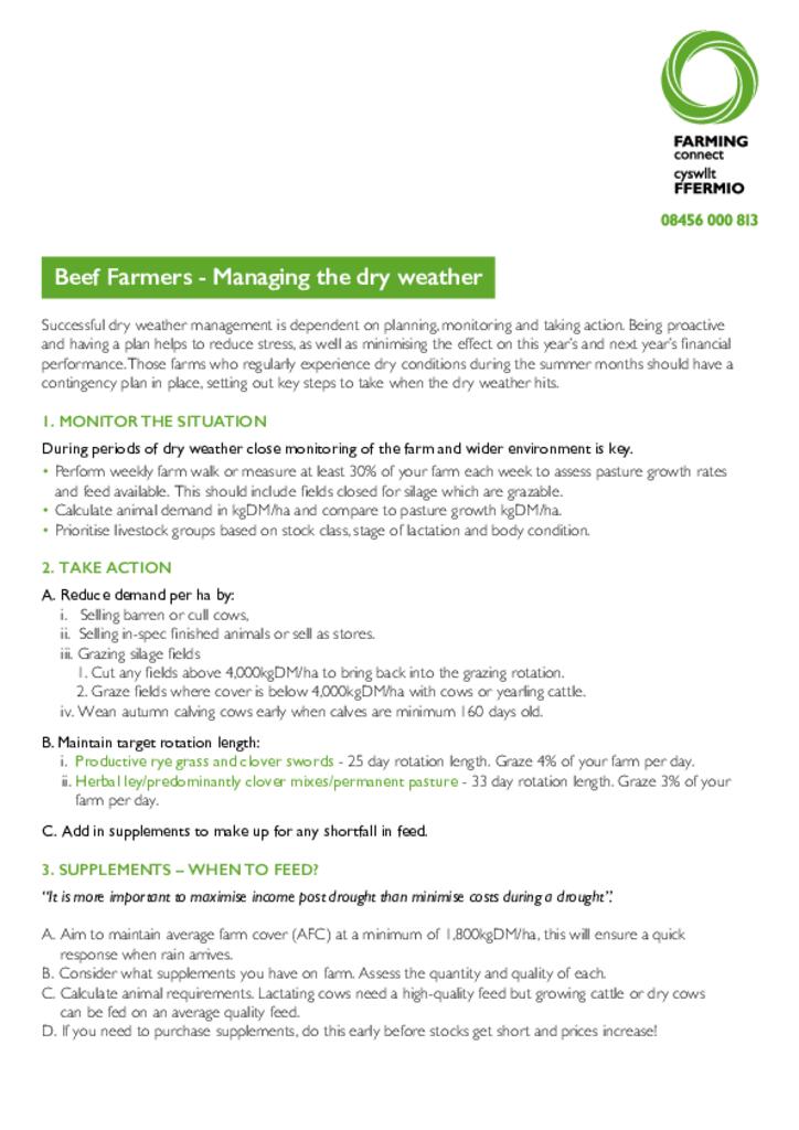 Beef Farmers - Managing the dry weather