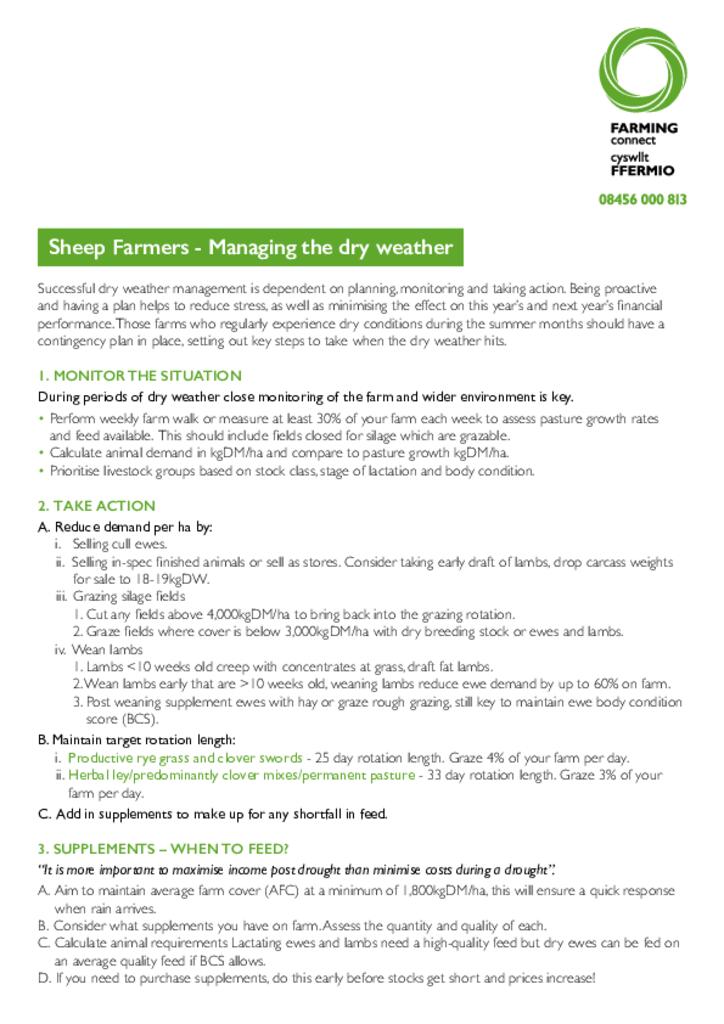 Sheep Farmers - Managing the dry weather