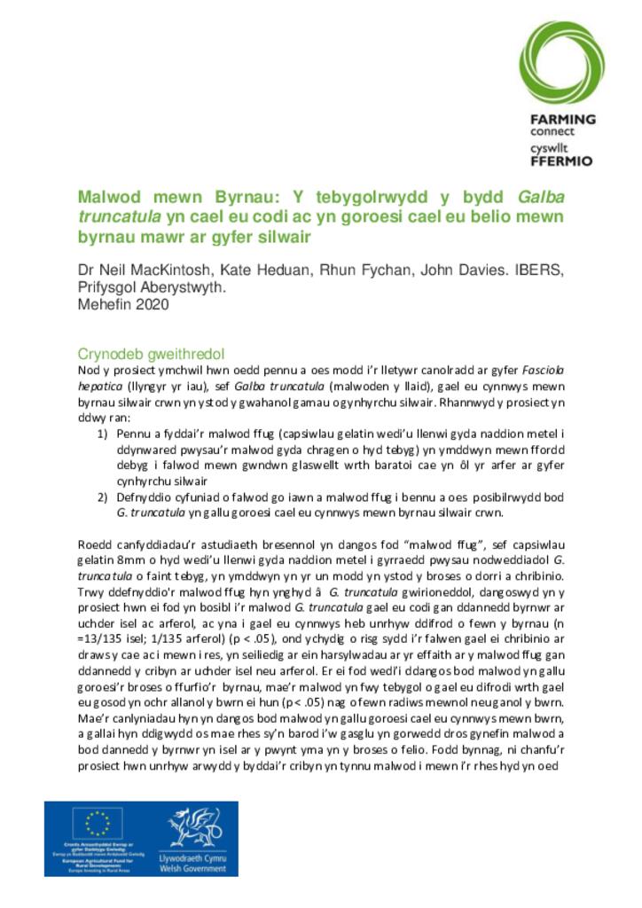 Adroddiad Prosiect Malwod mewn Byrnau