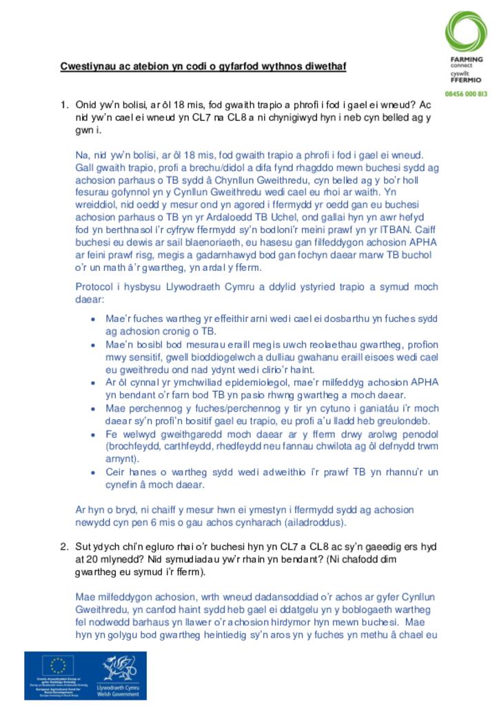 Ardal TB Canolradd y Gogledd - y camau nesaf - sesiwn holi ac ateb
