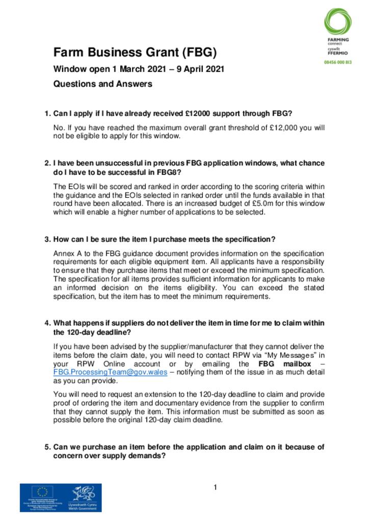 Farm business Grant - Q & A