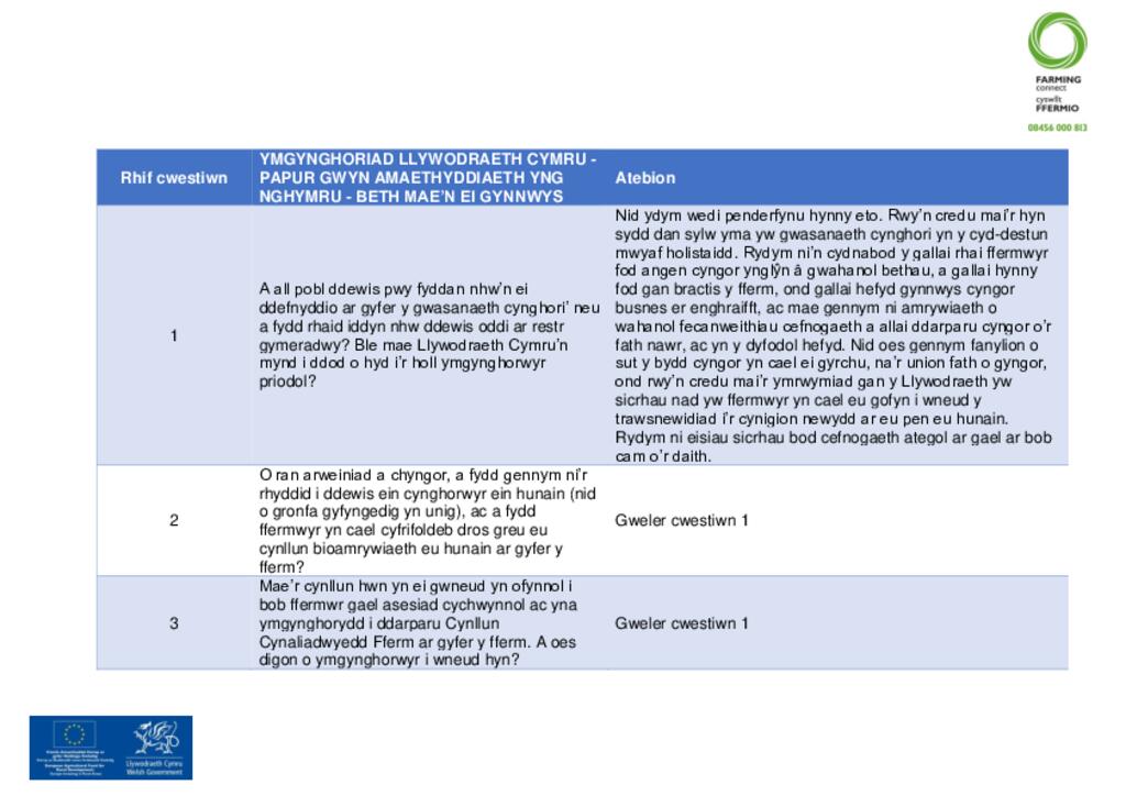 Papur Gwyn - cwestiynau ac atebion