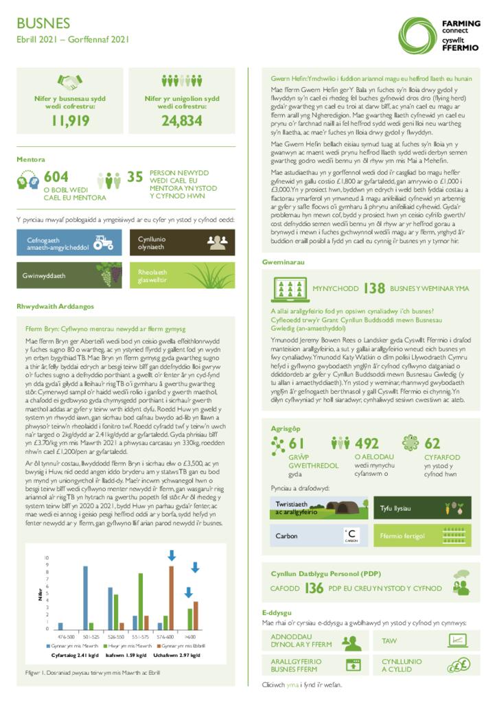 Busnes: Ebrill 2021 - Gorffennaf 2021