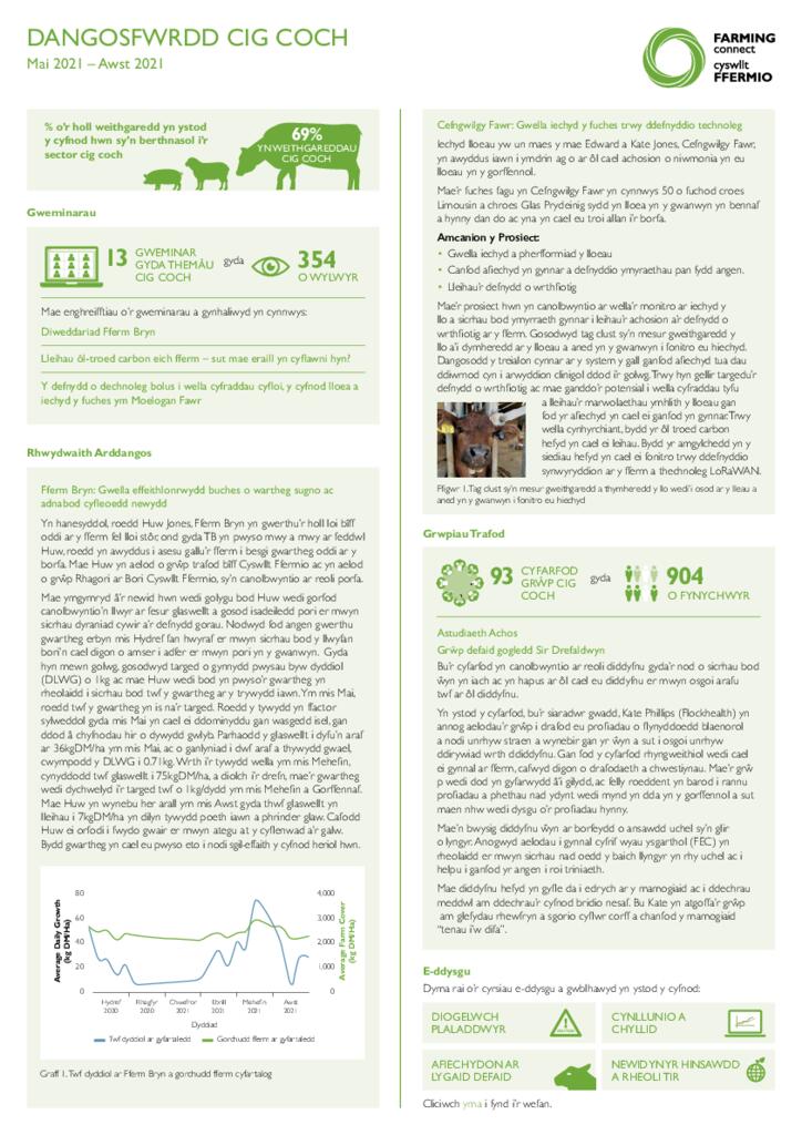 Cig Coch: Mai 2021 – Awst 2021