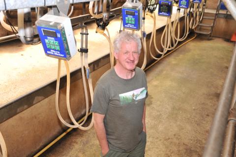 egan carlisle in the milking parlour