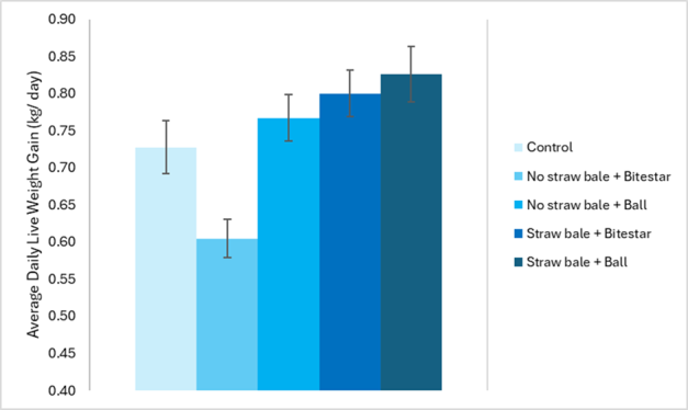  Average Daily Liveweight Gain within the five pens
