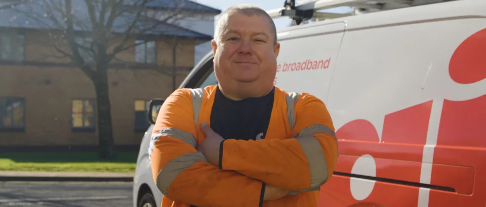 Ogi employee and van