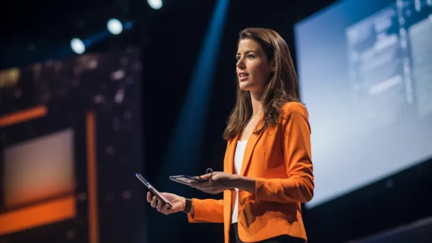 Businesswoman making a speech