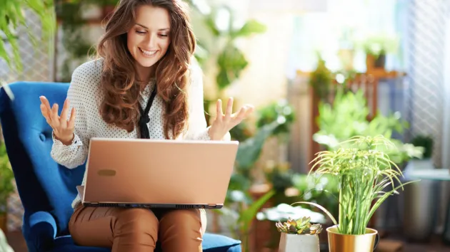 person using a laptop for a webinar