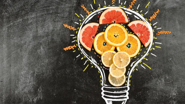 Lightbulb and fruit