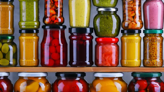 Jams and jars of pickles 