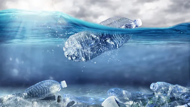 Plastic bottles in the ocean