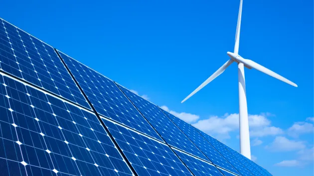 solar panels and wind turbine 