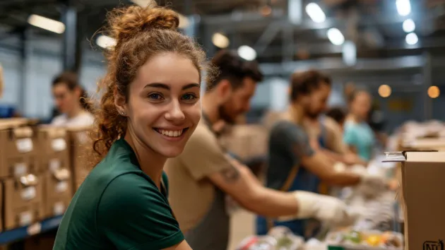 Person working in a food bank