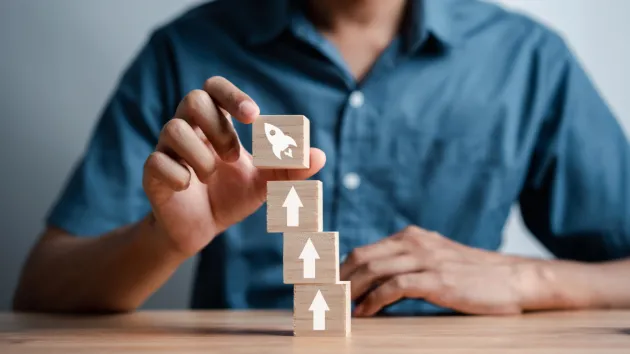 building blocks with arrows