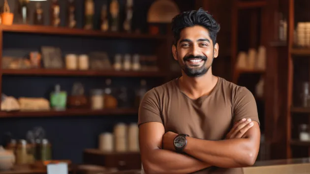 Business owner smiling