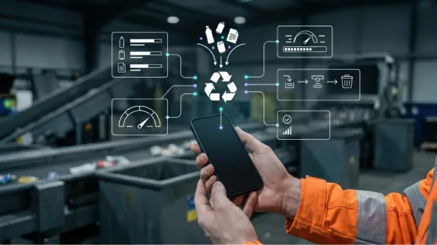 Waste centre, digital tracking of refuse 