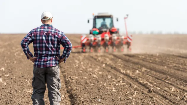 Farmer and tractor 