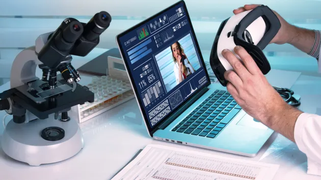 doctor with Virtual reality equipment in the laboratory