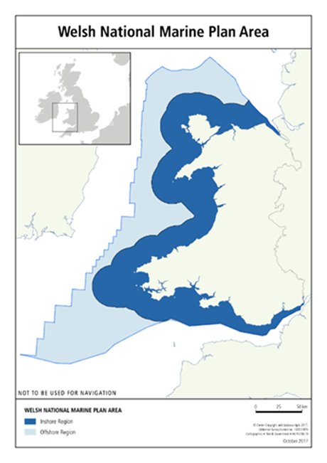 Welsh National Marine Plan Area map