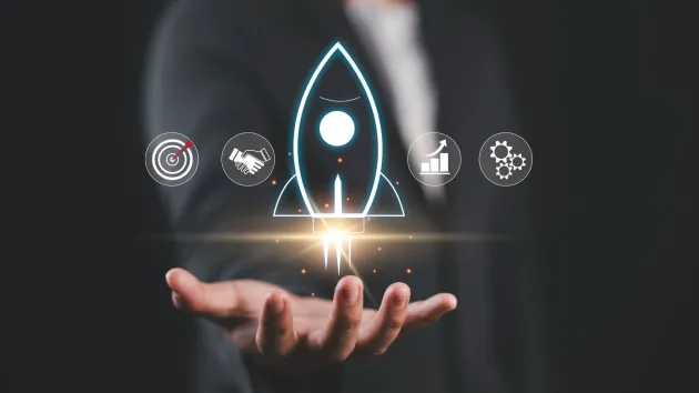 Digital symbols- rocket, target, arrows