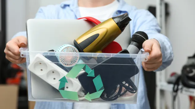 box of electrical equipment for recycling 